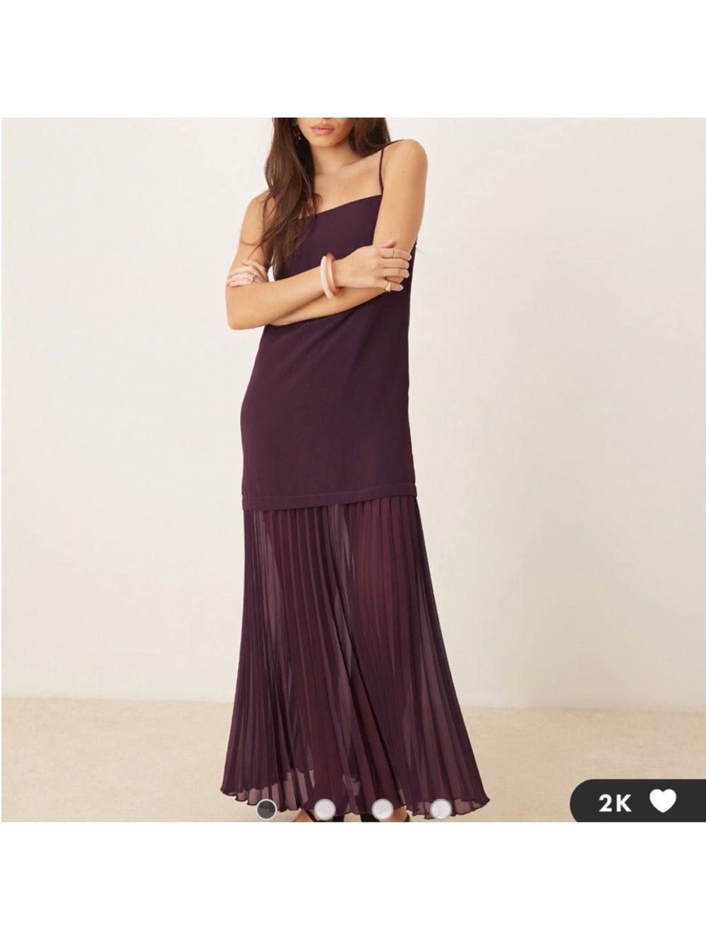 ASOS Plum Spaghetti-Strap Maxi Dress with Pleated Skirt